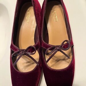 J. Crew Women's Velvet Burgundy Heels with Bow